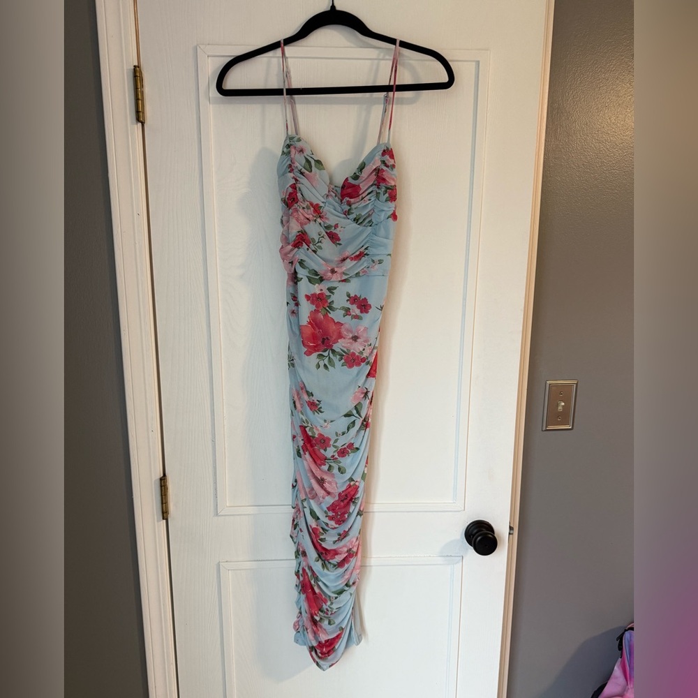 Lulu's Floral Dress - Blue and Pink